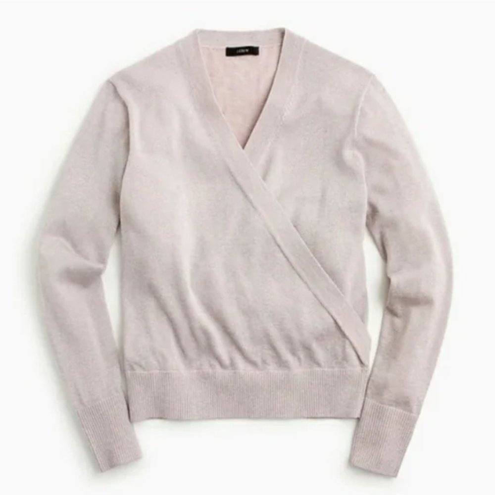 J.Crew Blush Pink Metallic Effect Wrap Sweater Gem